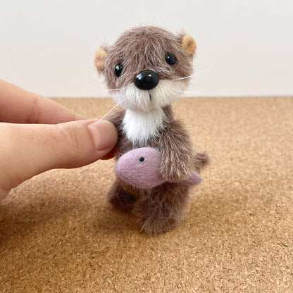 Otter teddy brown - lilac fish plushie