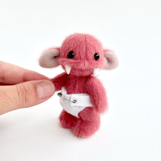 Baby monster teddy - dark pink