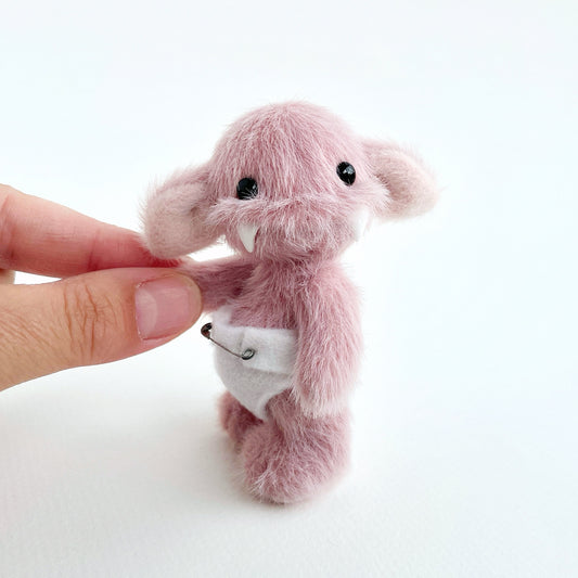 Baby monster teddy - old pink