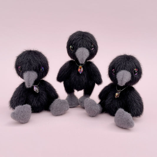 Tiny crow teddy (purple eyes)
