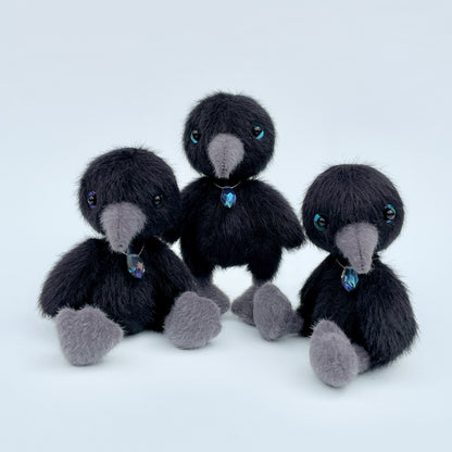 Tiny crow teddy (blue eyes)