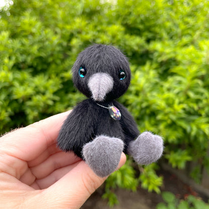 Tiny crow teddy (blue eyes)