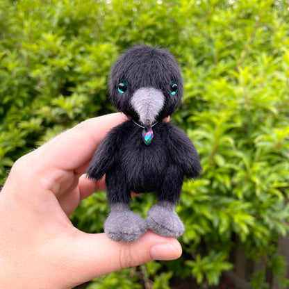 Tiny crow teddy (green eyes)