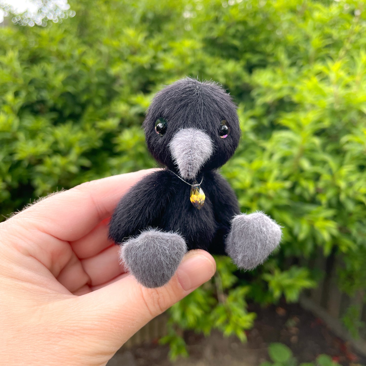 Tiny crow teddy (purple eyes)