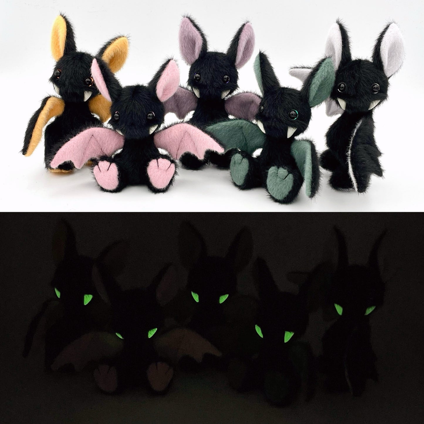 Mini bat teddy - green and black