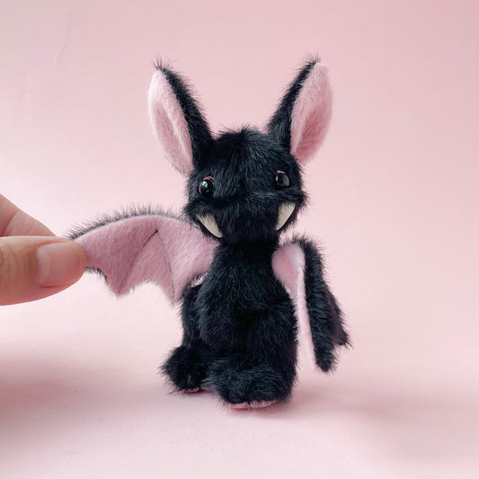 Mini bat teddy - pink and black